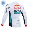 Wielershirt 2025 BORA-Hansgrohe Bull Lange Mouw Winter Thermal Fleece Zwart Rood